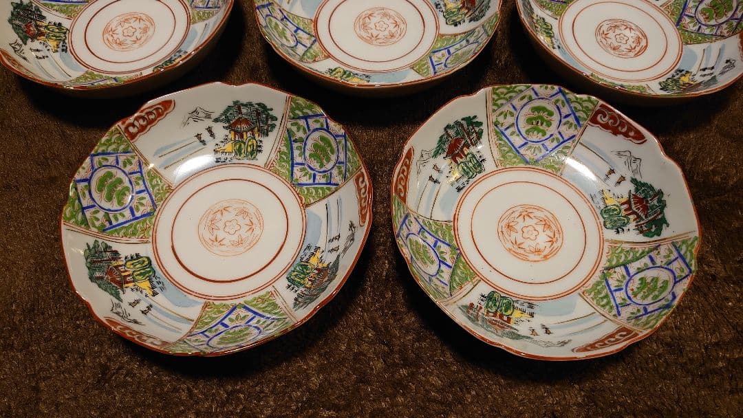 古伊万里　伊万里　なます皿　菓子皿　色絵　山水　５客