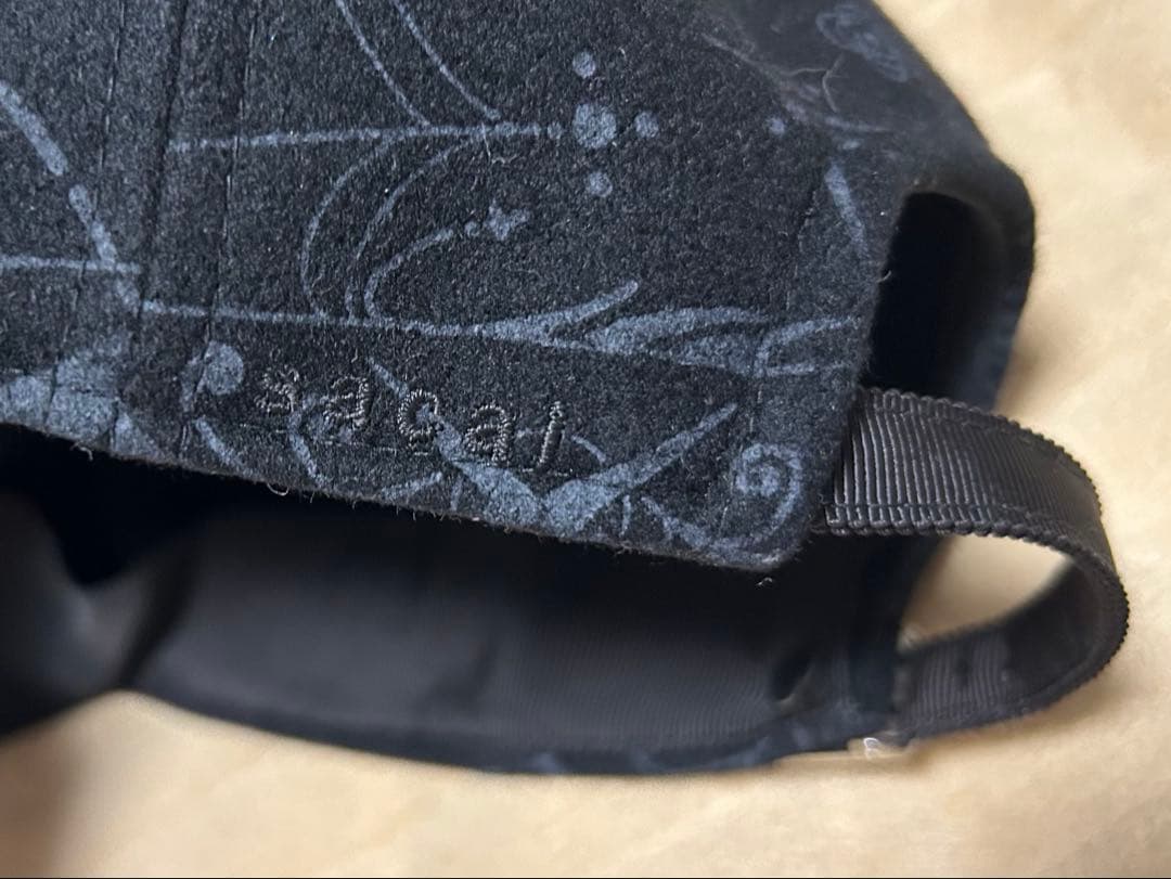 sacai × Dr.Woo wool bandana print cap 黒 sacai Dr.woo キャップ