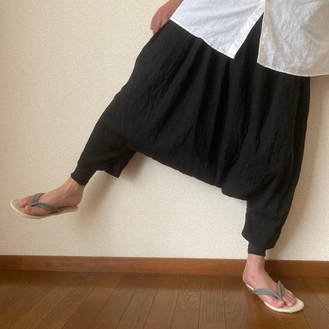 【美鬼　☆様お取置き】ゆったりシルエット ダブルガーゼ サルエルパンツ ブラック