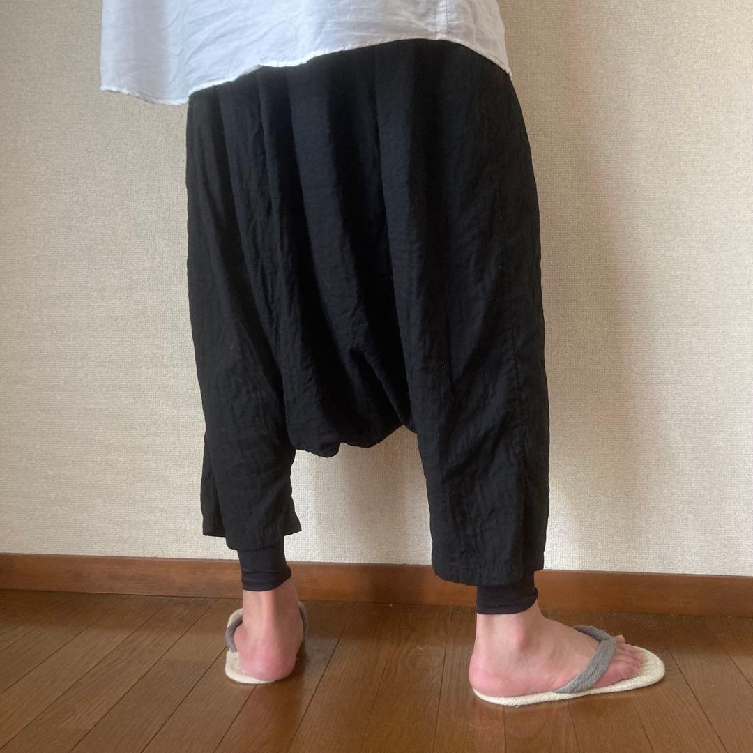 【美鬼　☆様お取置き】ゆったりシルエット ダブルガーゼ サルエルパンツ ブラック