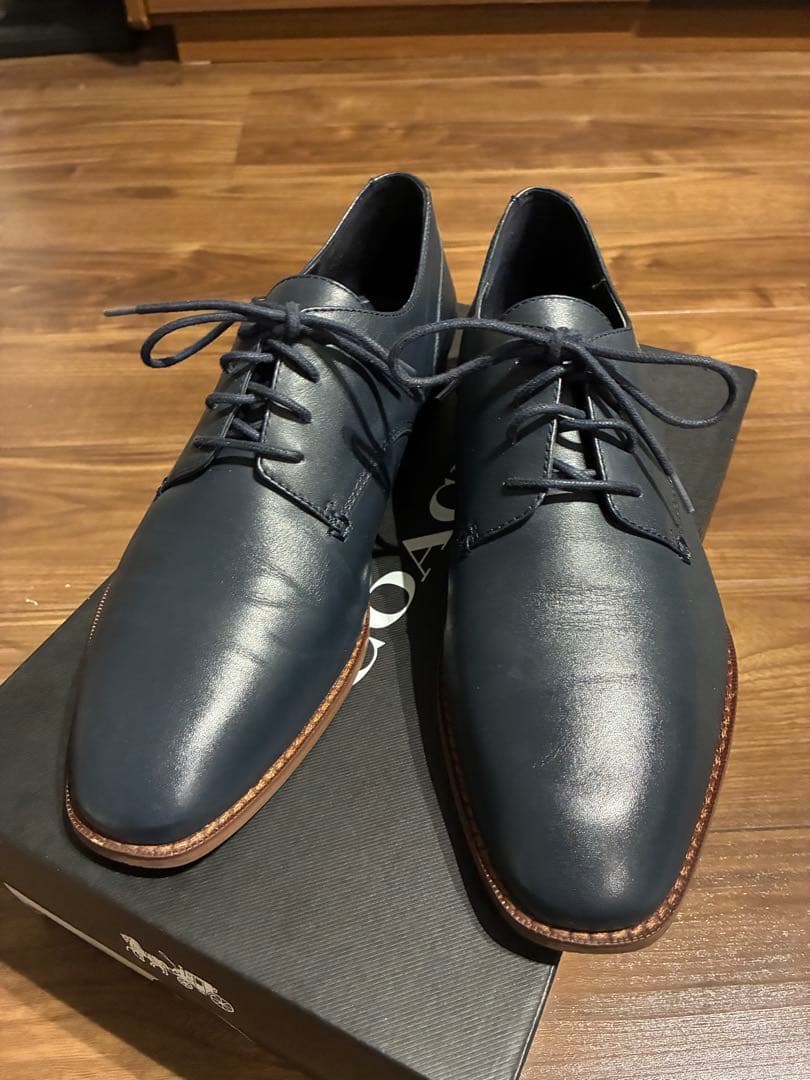 【極美品】コーチ プレーントゥ グラハムダービーシューズ 27cm ネイビー