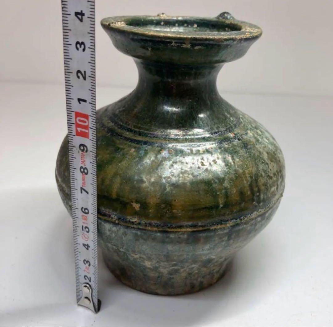 中国 漢時代　漢緑釉壺 高さ13.5cm 陶瓷Y09