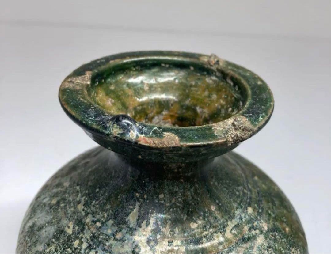 中国 漢時代　漢緑釉壺 高さ13.5cm 陶瓷Y09