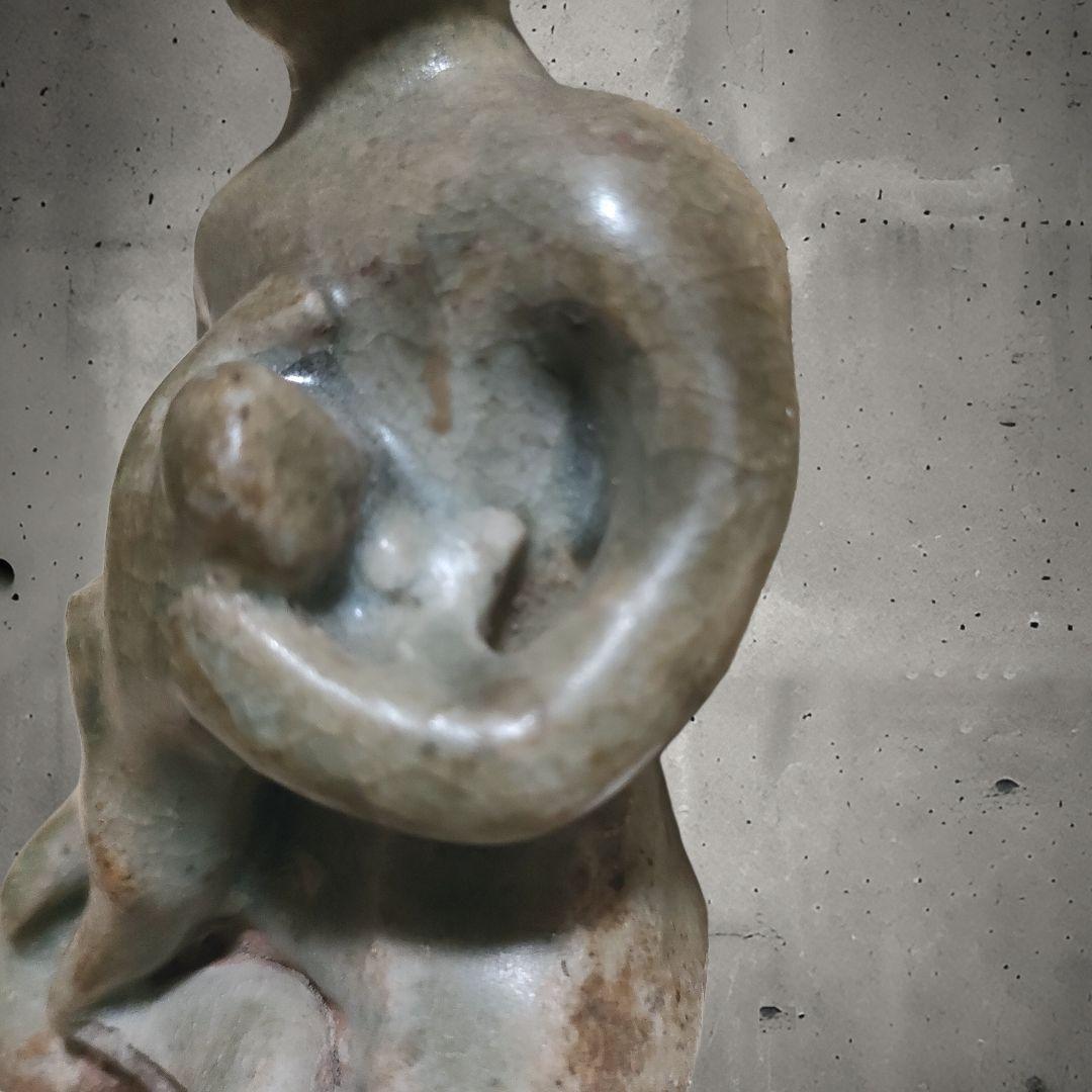 スンコロク　宋胡録人形　タイ国　骨董アンティーク　母子像　時代物