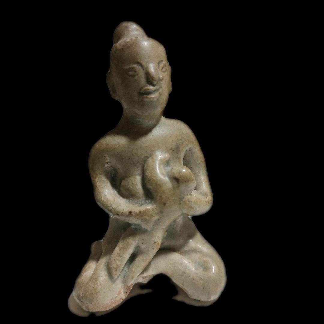 スンコロク　宋胡録人形　タイ国　骨董アンティーク　母子像　時代物