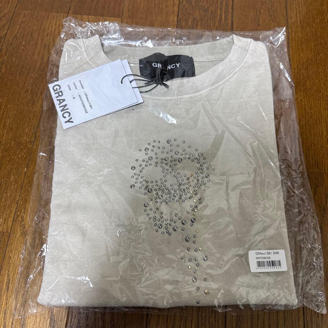 GRANCY / スカルラインストーンデザインtシャツ サイズS ベージュ