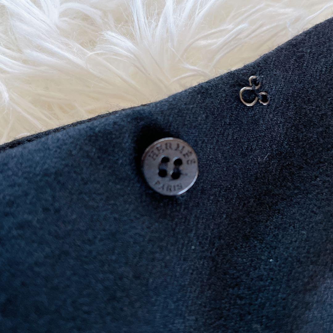 希少✨【エルメス】レザーベルト ラップスカート 巻きスカート ブラック ロゴ刻印