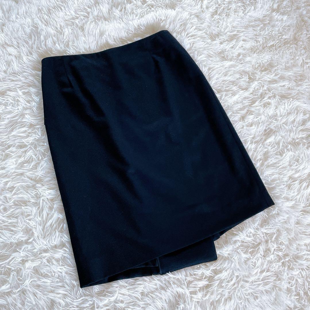 希少✨【エルメス】レザーベルト ラップスカート 巻きスカート ブラック ロゴ刻印