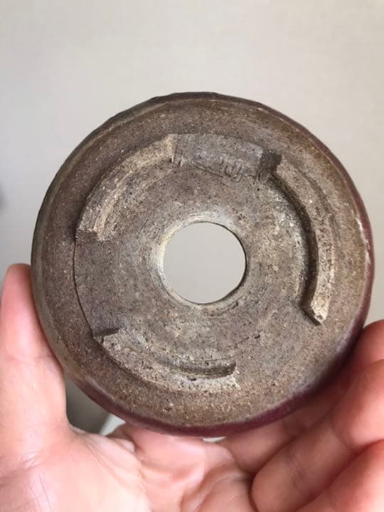 盆栽鉢　超希少時代ミニ盆栽鉢鶏血辰砂支那鉢？和鉢〜亭古色古鉢骨董鉢赤い盆栽鉢