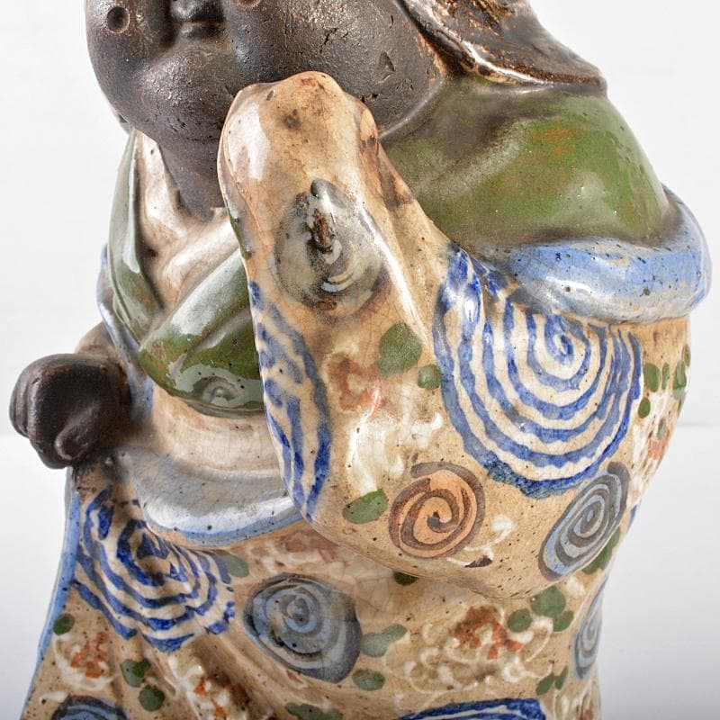 青木木米 　色絵　お多福　人物像　置物　G　R5224