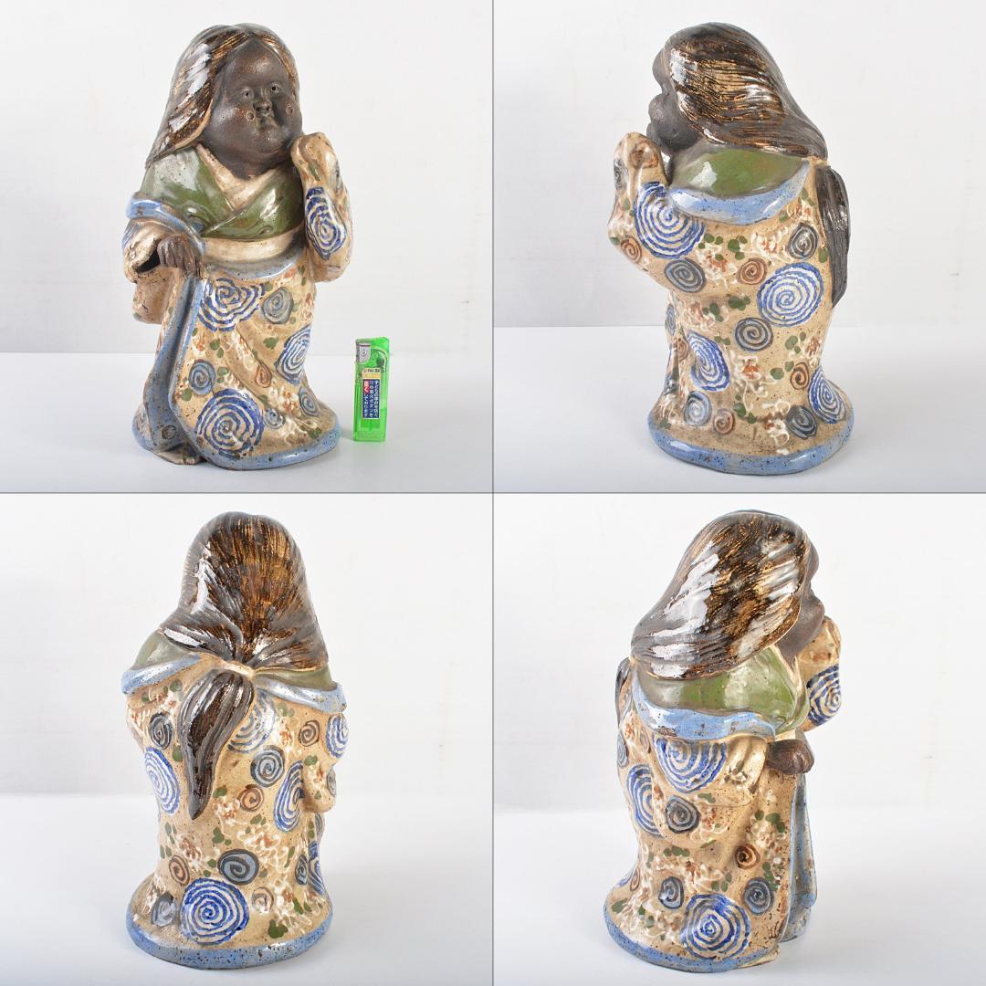 青木木米 　色絵　お多福　人物像　置物　G　R5224