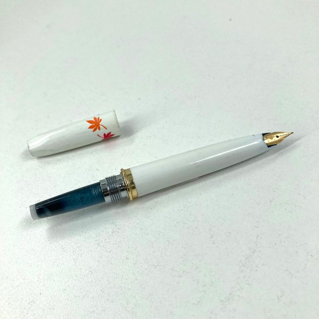 プラチナ Platinum 万年筆 ビンテージ 昭和レトロ ホワイト 14K - メルカリ