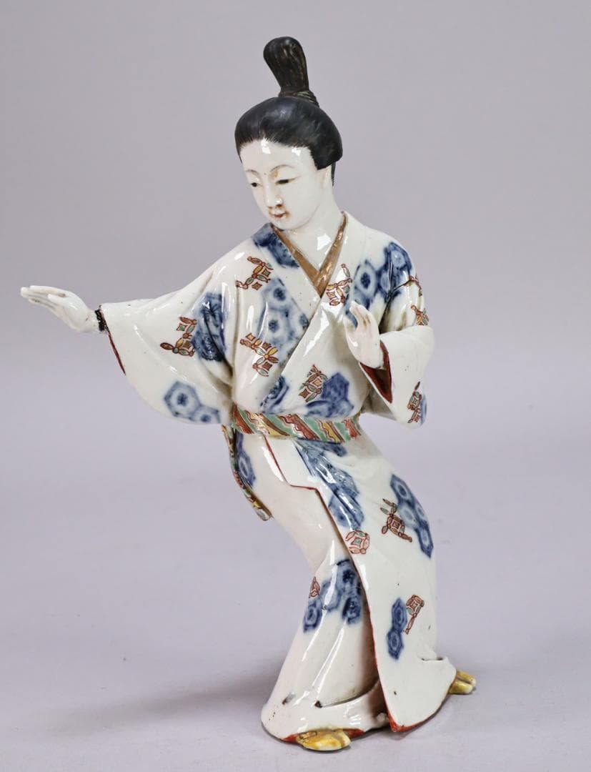 珍品　陶製　人形　「 大石由雄妓遊 」　在銘　置物　大石内蔵助　BK154