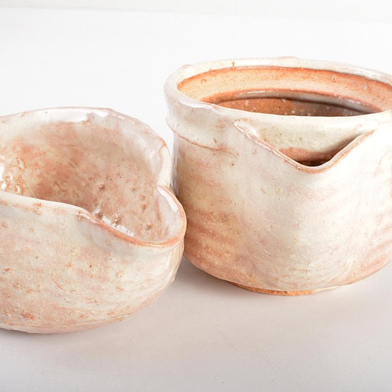 萩焼 十二代田原陶兵衛作 茶器揃 急須 湯冷 煎茶碗6客 共箱 V 6221C