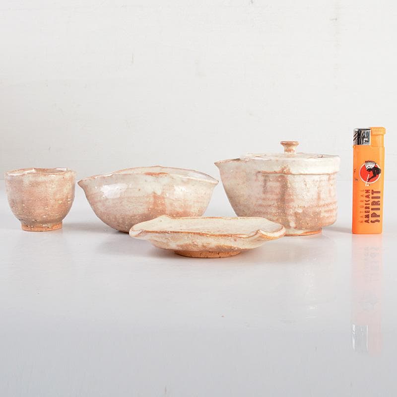 萩焼 十二代田原陶兵衛作 茶器揃 急須 湯冷 煎茶碗6客 共箱 V 6221C