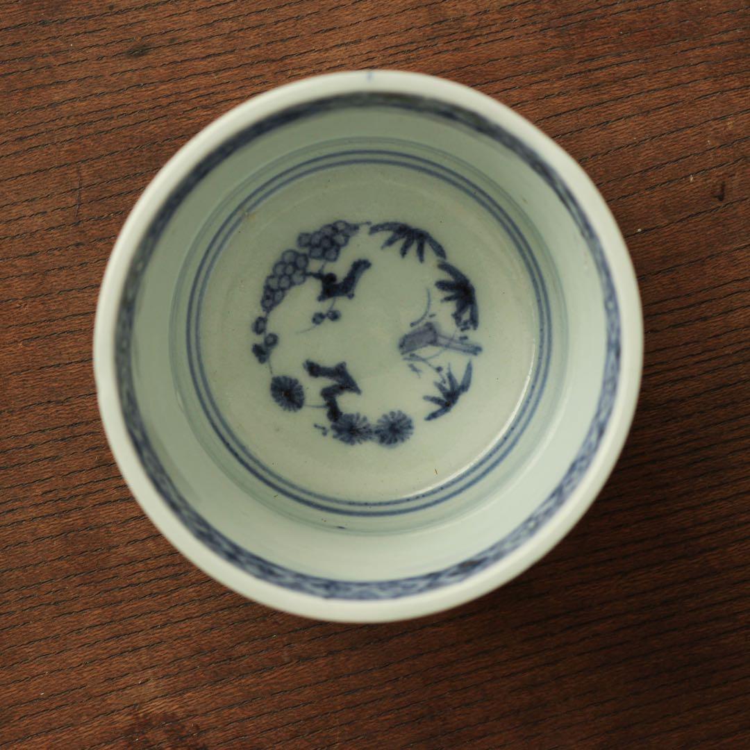 伊万里古伊万里江戸後期幕末蕎麦猪口総柄蛸唐草蛇の目高台