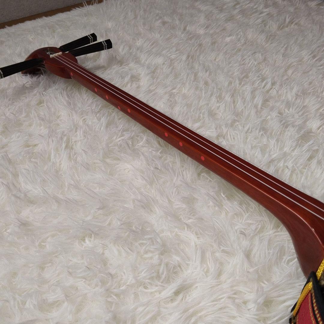 【極美品】沖縄三線 本蛇革 強化張り 花梨 蛇皮 ハードケース 爪