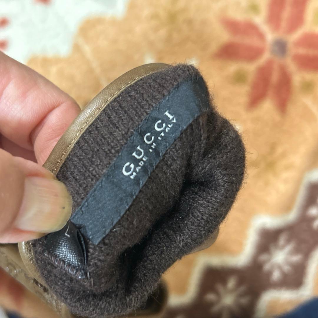 GUCCI ブラウン レザー手袋 S