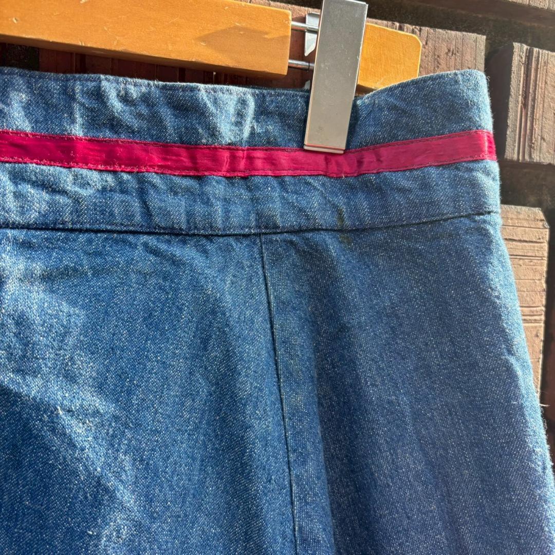 70s vintage gunne sax デニム×キルト スカート　Q267