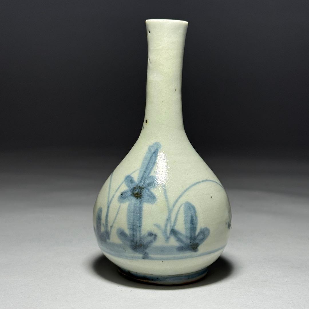 ◇古伊万里 染付草花文 御神酒徳利 一輪挿し 花瓶 江戸時代前期〜中期