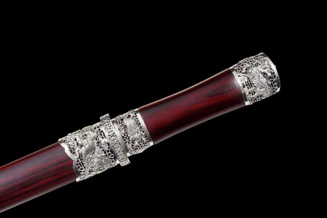 【紫檀麒麟短剣】古兵器 刀装具 日本刀　模造刀 居合刀 武士道 鑑賞用 美術刀