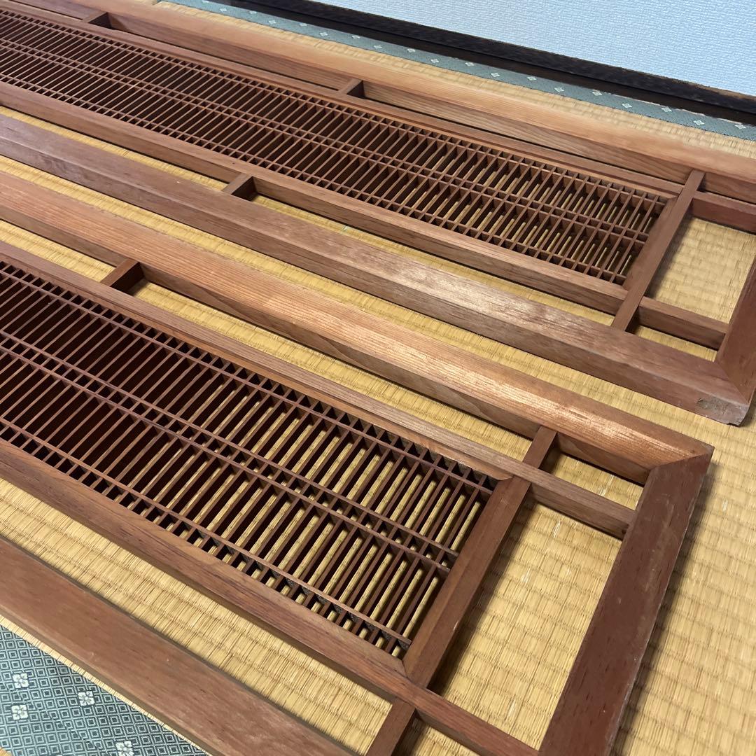 組子細工 木製欄間 建具 らんま 明り取り古民家 オブジェ レトロ 2枚 ④