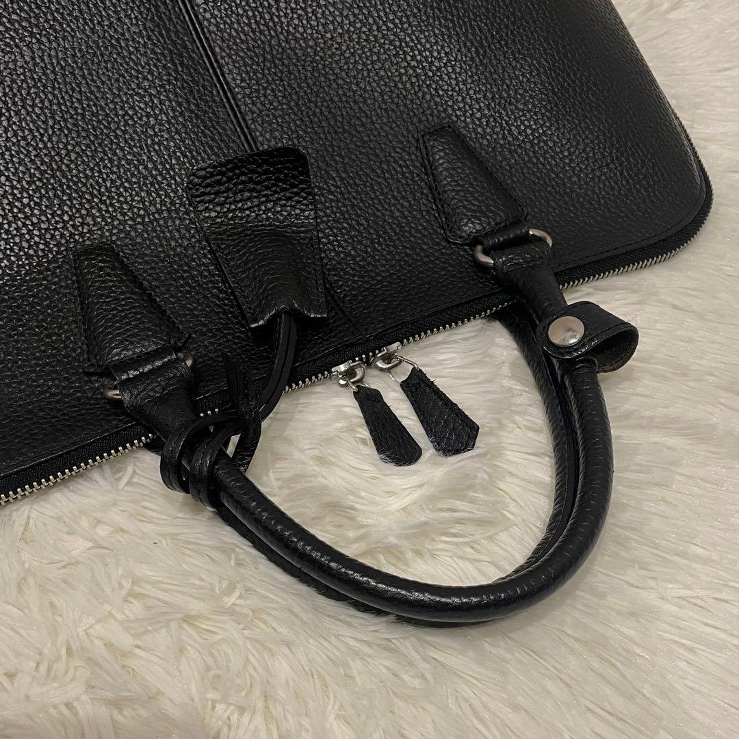 ユナイテッドアローズ ラウンド ビジネスバッグ オールレザー ブラック