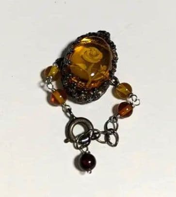 琥珀インタリオ　チェーンリング