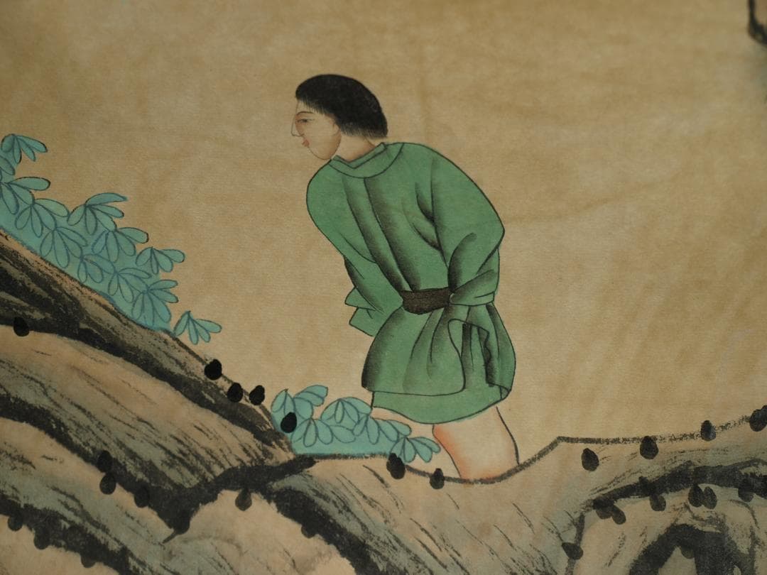 中国清時代の人物図 肉筆絵 激安骨董品 古美術 BD089A2-3