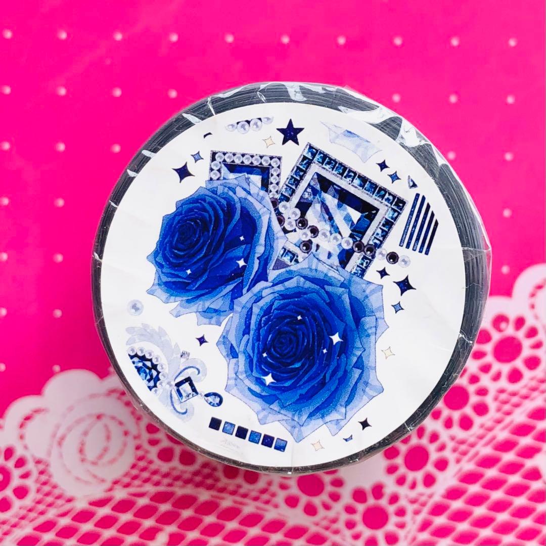 7693】海外マステ5/巻売り貝殻光マスキングテープ青いバラ