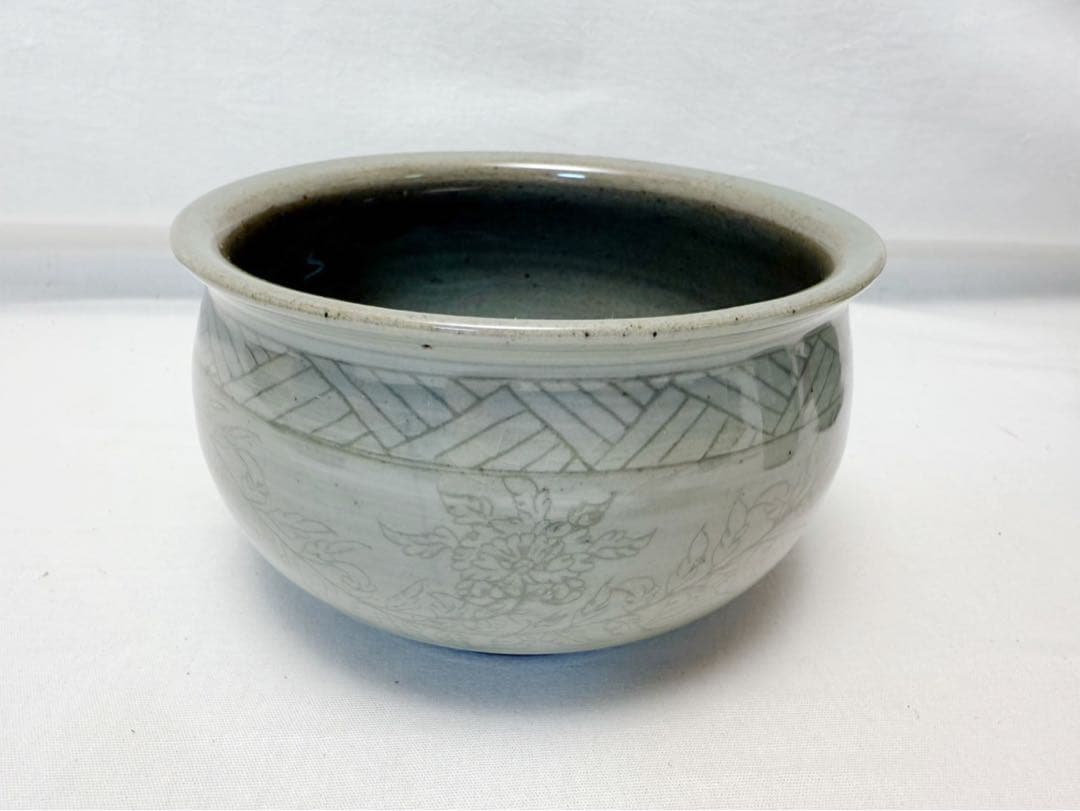 未使用 茶道具 香舟造 牡丹唐草文 皆具 杓立て 建水 蓋