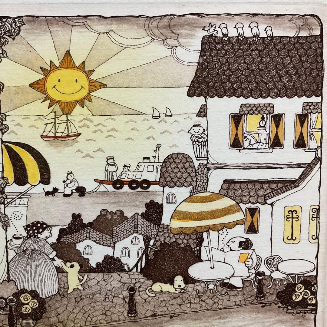 絵画 額縁 版画 上砂 理佳 銅版画 パン屋少年の朝 美術品 インテリア