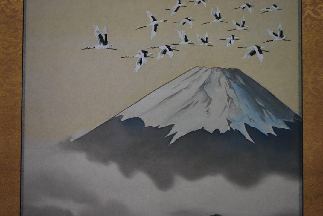 真作】山元春挙/谷川之音/青緑清水図/横物/掛軸☆