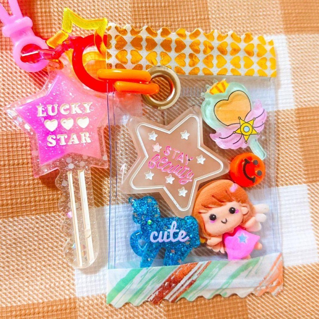 4☆ハンドメイド☆キャンディバッグ キーホルダー4☆女の子☆ガチャ