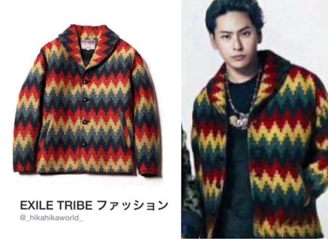 ★CALEE★メンズ ネイティブ柄ショールカラージャケット