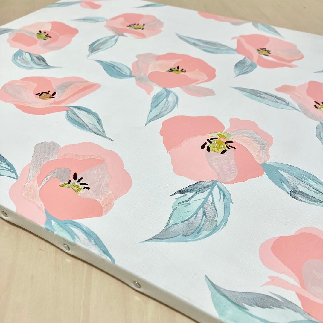 花柄アクリル絵画 大きめF10号キャンバス＊植物 インテリア 原画