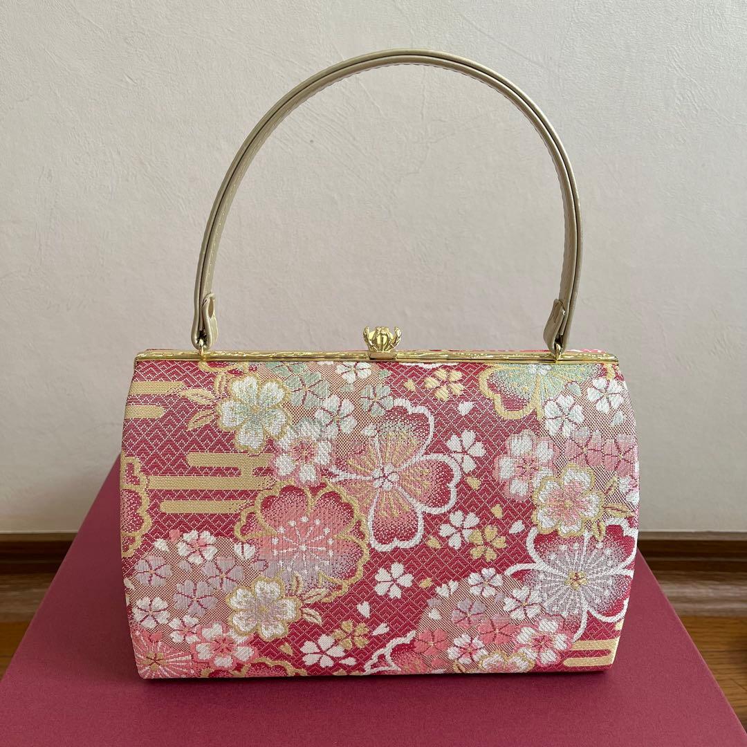 【美品】振袖用バッグ　草履　成人式　振袖　西陣織　正絹　Lサイズ