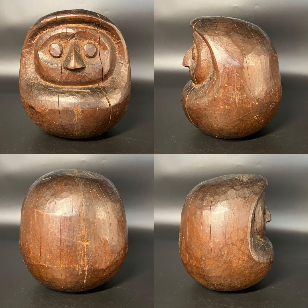 ◎古道具 庵々◎木彫 だるま 木型20cm◎張子型◎江戸時代郷土