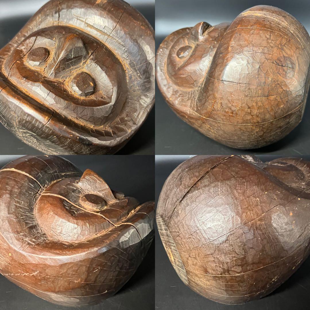 ◎古道具 庵々◎木彫 だるま 木型20cm◎張子型◎江戸時代郷土