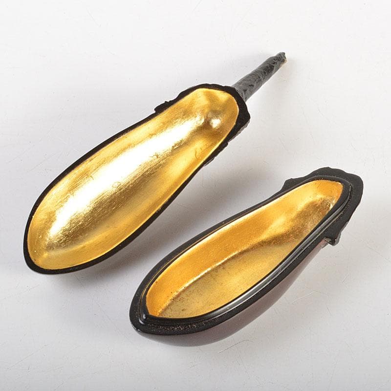 茶道具　輪島塗名工　細川幽斎造　茄子香合　共箱　V　6825