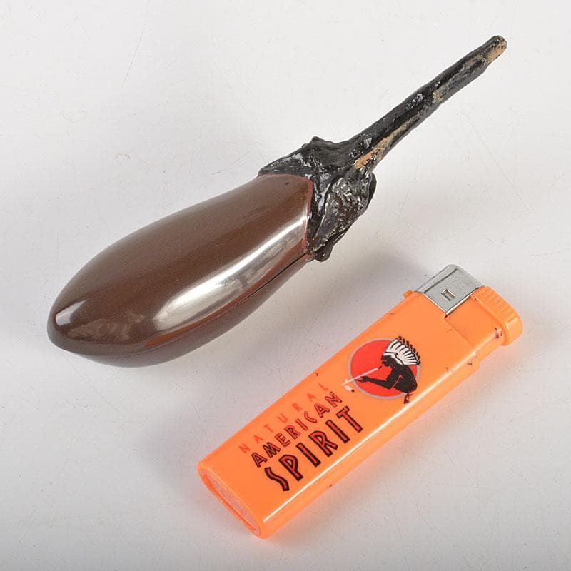 茶道具　輪島塗名工　細川幽斎造　茄子香合　共箱　V　6825