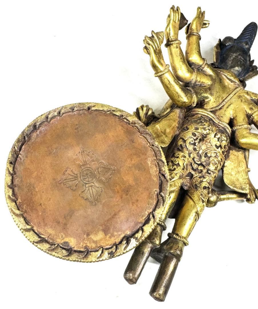 古銅鎏金八臂観音立像 伝世品仏像 仏教美術 ウブ品 入手困難骨董