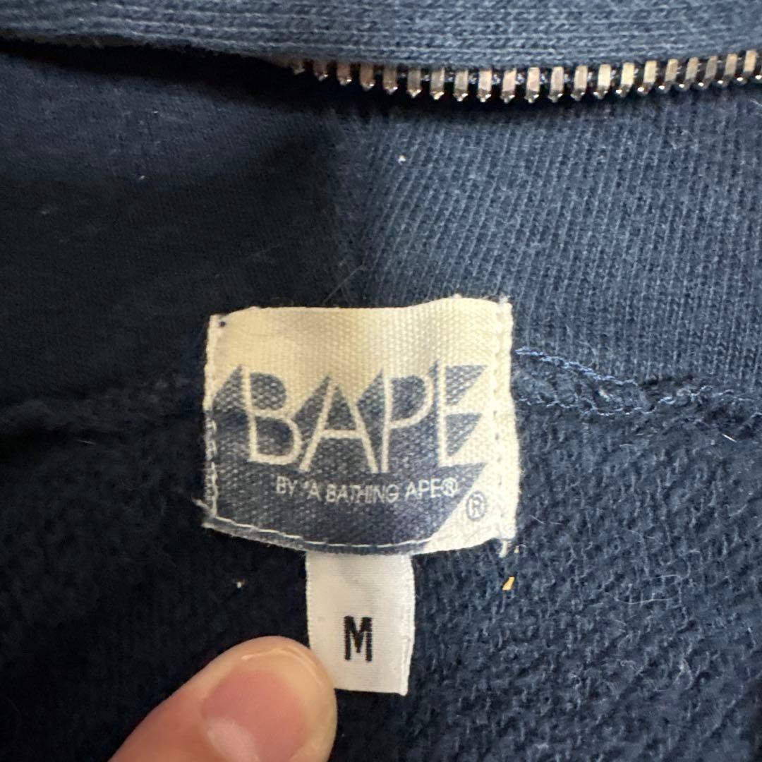 BAPE ネイビー ジップアップパーカー M