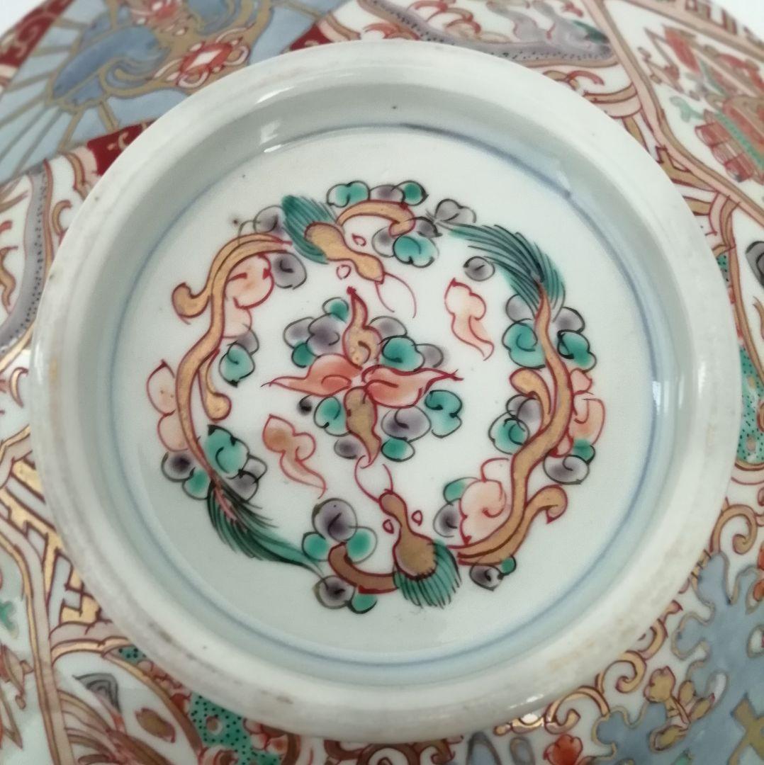 古伊万里　蓋物　色絵金彩　鳳凰と龍の図　食籠