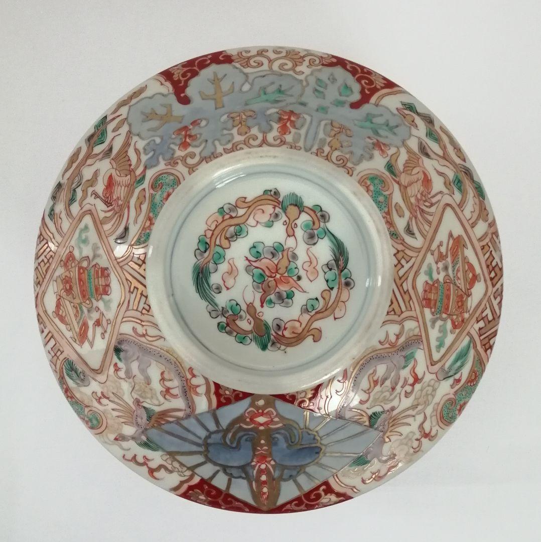 古伊万里　蓋物　色絵金彩　鳳凰と龍の図　食籠