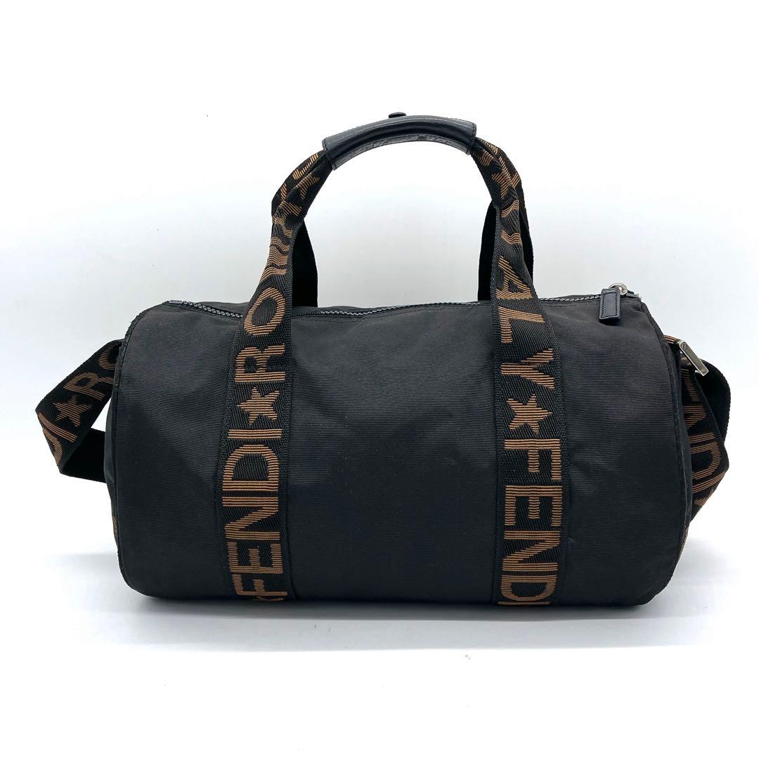 【FENDI】2wayミニボストンバッグ　ロゴライン　ナイロン　ブラック