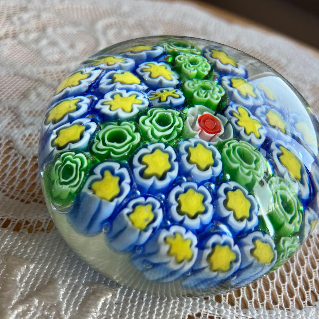 ムラノ ペーパーウエイト ヴィンテージフラワー カラフルな花模様の