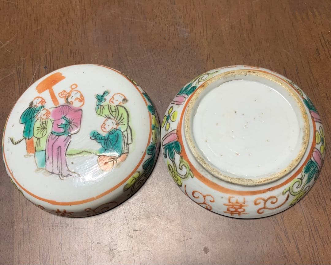 中国清時代 蓋物 粉彩 色絵 中国古玩 骨董品