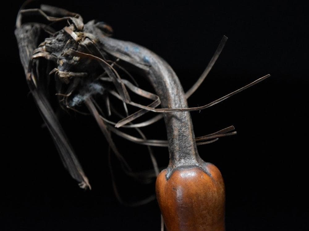 匏】 ☆ 匏器 文玩葫芦 ☆ 清朝期 長頸 茎付 経年色