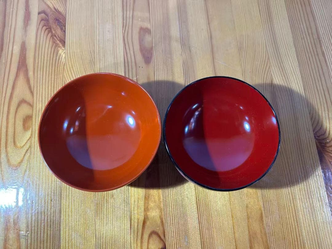 漆器 椀 オレンジ 黒 2個セット 木箱入り
